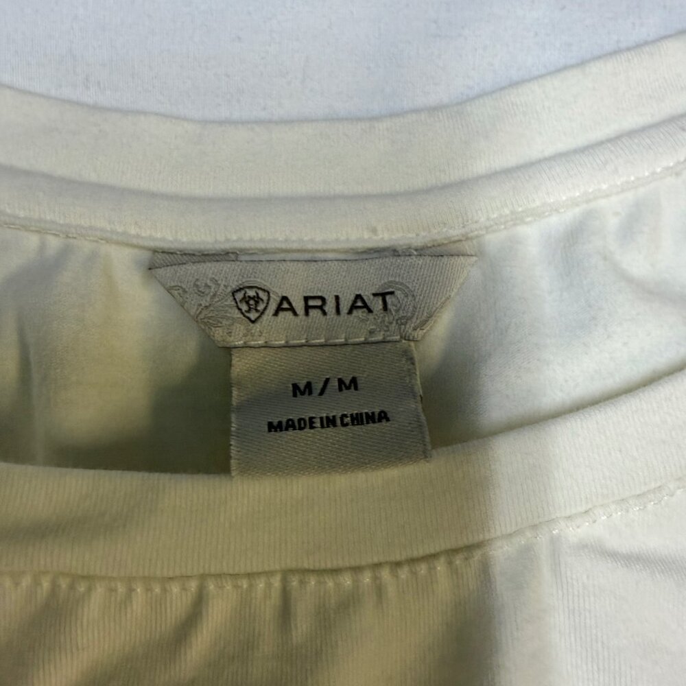 Ariat Cuffed Sleeve Graphic T-Shirt Medium Ivory EUC - Picture 6 of 12